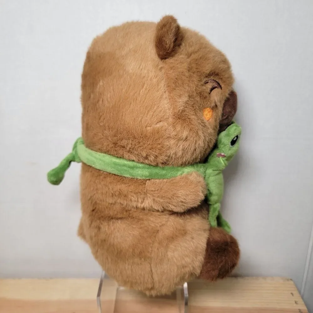 Cute Capybara Plush w/ Hugging Frog Friend